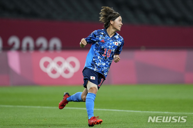 [삿포로=AP/뉴시스]일본 여자축구 에이스 이와부치 마나. 2021.07.21.