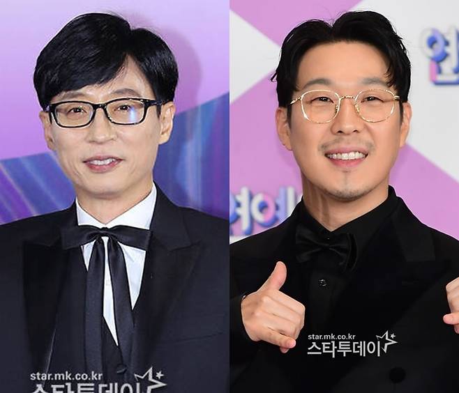 방송인 유재석(왼쪽), 하하. 사진| 스타투데이 DB