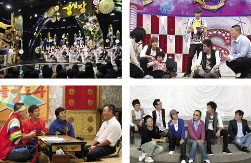 스톰이앤에프에서 제작한 <강심장> <스타킹> <남자의 자격> <무릎팍도사> (맨 위 왼쪽부터 시계 방향으로).