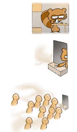 <루디’s 커피의 세계, 세계의 커피>의 한 장면. 주인공 루디가 만든 커피의 향이 사람들을 유혹하고 있다.