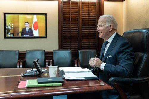 21일 열린 조 바이든 미국 대통령과 기시다 후미오 일본 총리 간 정상회담. (사진=연합뉴스)