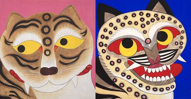 다채로운 표정의 호랑이를 그린 ‘우리들의 초상’ 시리즈.    유니온아트센터 갤러리오엔 제공