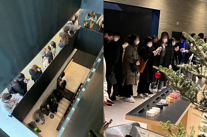 지난해 12월 23~25일 크리스마스 한정판 피크 케이크를 구입하려는 인파로 붐비는 서울 신사동 누데이크 매장.