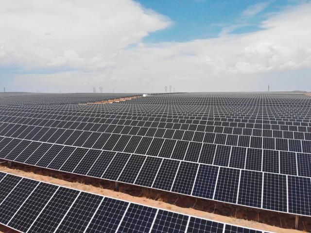 지난해 6월 미국 남서부 뉴멕시코주 리오란초의 한 태양열 발전소에 패널이 놓여 있다. /AP 연합뉴스