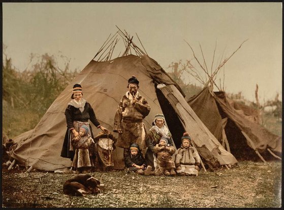 20세기 초반 유목생활을 한 핀란드 사미족. [사진 위키피디아, picryl.com]
