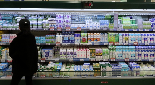 낙농진흥회의 공공기관 지정에 반발하는 생산자 단체들이 강경투쟁을 예고했다. 사진은 서울시내 한 대형마트에 진열된 우유. /사진=뉴스1