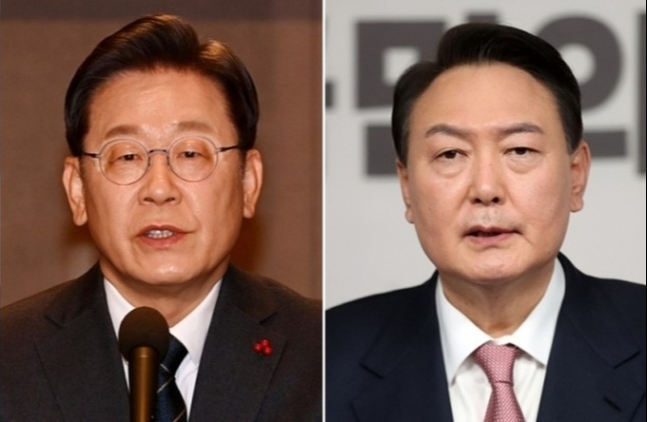 이재명 더불어민주당 대선 후보(왼쪽), 윤석열 국민의힘 대선 후보. 국회사진기자단