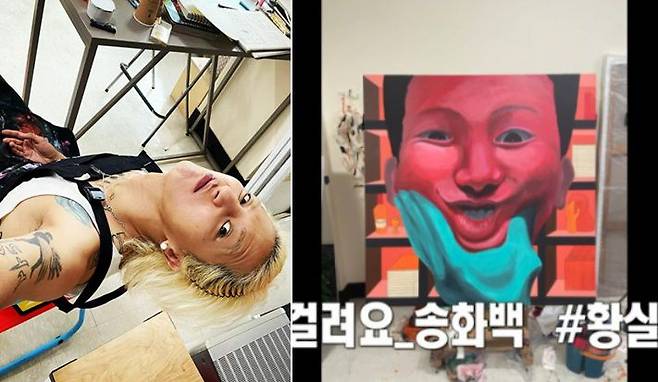 위너 송민호(왼쪽)가 오스트리아 황실 전시회에 초청 받았다. 오른쪽은 전시 예정인 작품. /인스타그램, MBC