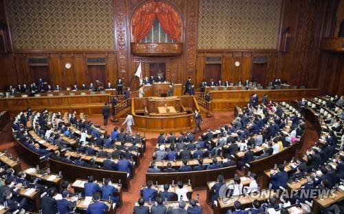 일본 중의원(국회 하원) 본회의장. [교도=연합뉴스 자료사진]