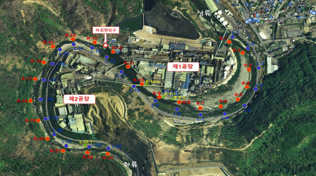 영풍석포제련소 주변 하천수 모니터링 지점