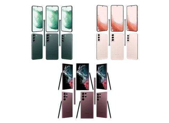 IT 팁스터 에반 블래스가 공개한 갤럭시 S22 시리즈의 렌더링(완성 예상도) 이미지. [사진=에반 블래스 트위터]
