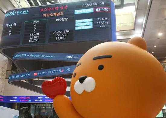 지난 2020년 9월 코스닥 시장에 상장한 카카오의 모바일 게임 자회사 카카오게임즈 (한국거래소 제공)