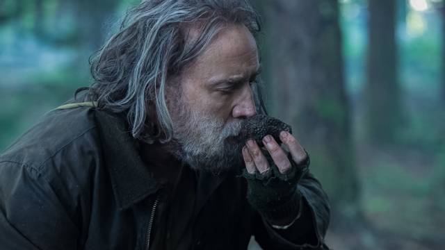 브랜디가 찾아낸 송로버섯의 향을 맡아보는 롭. 판씨네마 제공