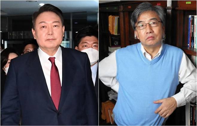 국민의힘 윤석열 대선 후보, 일리노이주립대 최승환 교수. 윤창원 기자·시카고 트리뷴 캡처