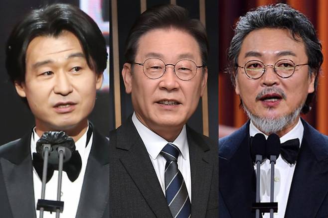 (왼쪽부터) 배우 박혁권, 이재명 더불어민주당 대선 후보, 배우 김의성 / 사진=스타투데이, 국회사진기자단