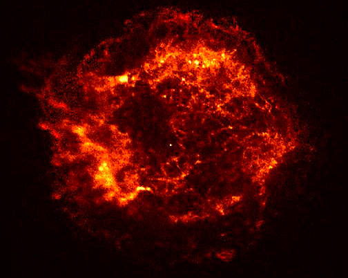 찬드라 X선 우주망원경의 1999년에 잡은 카시오페이아A 초신성 잔해 첫 이미지.NASA/CXC/SAO