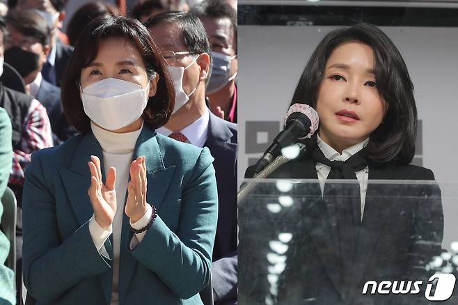 이재명 더불어민주당 대선 후보의 부인 김혜경씨(왼쪽)과 윤석열 국민의힘 대선 후보의 부인 김건희씨. © 뉴스1