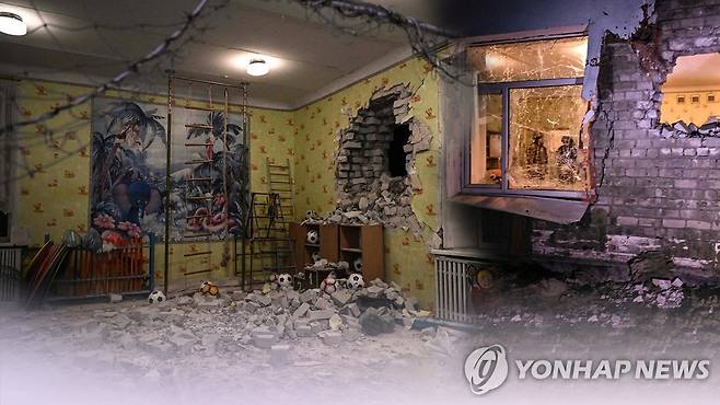 포격으로 파괴된 우크라 동부 돈바스 지역 (CG) [연합뉴스TV 제공]