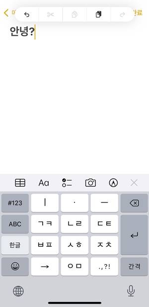 편집창에서 세 손가락을 이용하면 빠르고, 손쉽게 텍스트 편집이 가능하다. /사진=송은정 기자