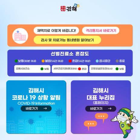 김해시청 홈페이지 선별진료소 혼잡도 확인  [김해시 제공. 재판매 및 DB 금지]