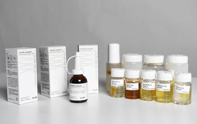 노 대표가 개발한 5나노 앰플 보습제와 모아시스 기술이 적용된 원료들. 한지은 인턴기자