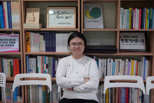 ▲2월 22일 서울 서대문구 청년유니온 사무실에서 만난 이채은 청년유니온 위원장 ⓒ프레시안(한예섭)