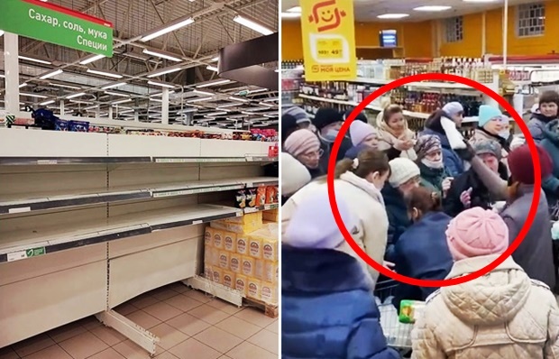 러시아가 루블화 약세와 인플레이션으로 대혼란에 빠졌다. 설탕을 비롯한 식품 공급에 차질이 빚어지면서, 공포에 질린 시민의 사재기도 이어지고 있다.