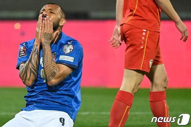 이탈리아가 북마케도니아와의 월드컵 PO에서 패했다. © AFP=뉴스1