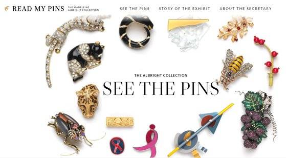 올브라이트 장관의 브로치 관련 온라인 전시. 국무부 관련 사이트를 캡쳐했습니다.