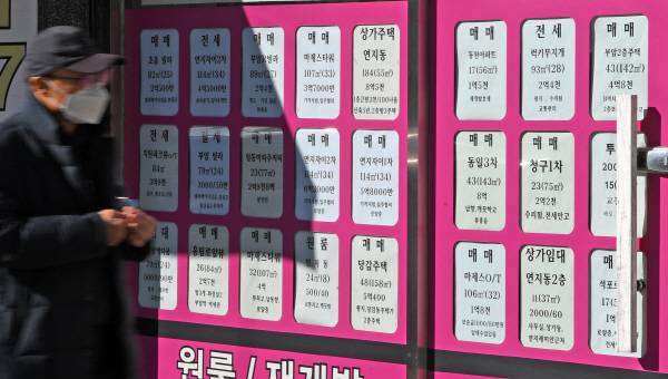 한 시민이 부산지역의 부동산 중개소 앞에서 매물 정보를 읽고 있다. 사진은 기사내용과 관계없음. 국제신문DB