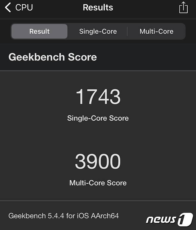 아이폰SE3 긱벤치 벤치마크 결과 2022.04.03/뉴스1 © News1 오현주 기자© 뉴스1