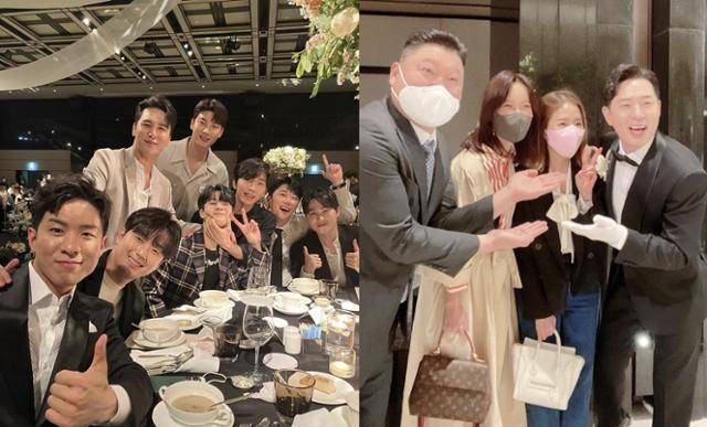 '미스터트롯'의 참가자들과 강호동 백지영 신지가 붐의 결혼식에 참석했다. 정동원, 백지영 SNS