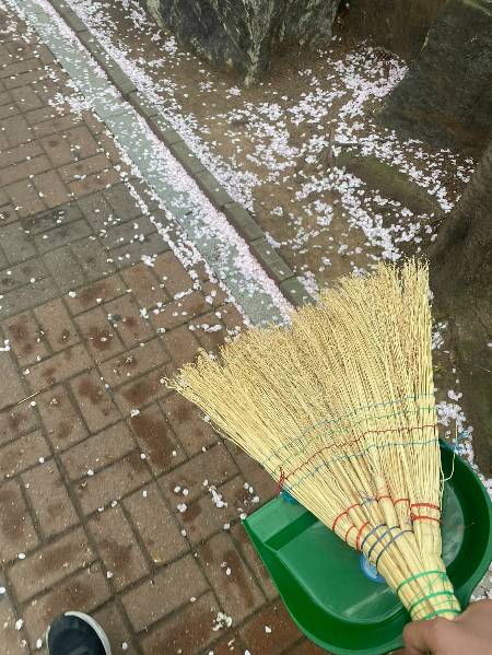 적어도 쓰는 만큼은, 누군가 덜 고생스러울테니. 막막하지만 해보자는 마음으로./사진=비장한 남형도 기자, 녹색 쓰레받기엔 '독도는 우리땅'이라고 쓰여 있었다.