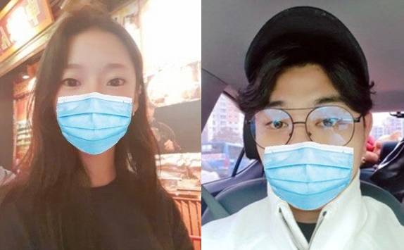 마스크 쓴 이은해씨와 조현수씨 합성사진. [커뮤니티 캡처]