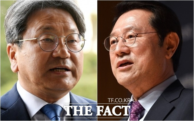 6·1 지방선거 더불어민주당 광주시장 후보로 강기정 전 청와대 정무수석(왼쪽)이 이용섭 예비후보를 14.28%포인트 차이로 앞서 최종 후보로 확정됐다. /남용희 기자