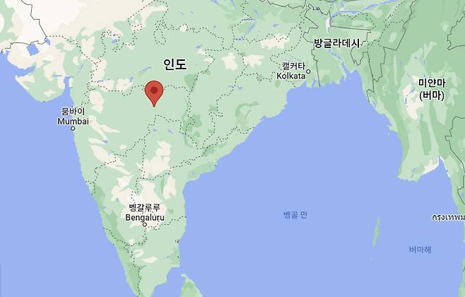 인도 서부 마하라슈트라주(州) 야바트말 지구 마드니 마을의 지도상 위치. / 구글맵