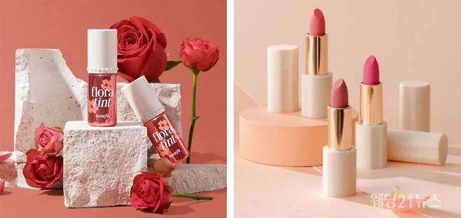 (왼쪽부터) 베네피트 '플로라틴트', 더샘 '키스홀릭 립스틱 블러'