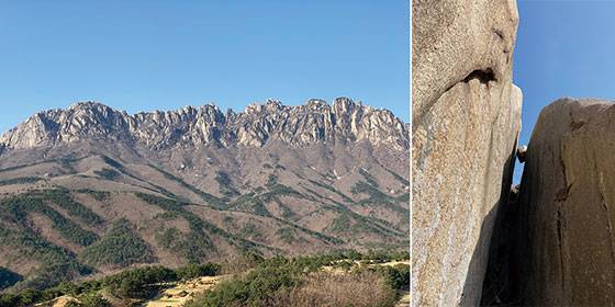 오르고 싶었던 틈새바위. 물론 어림없는 생각이다.