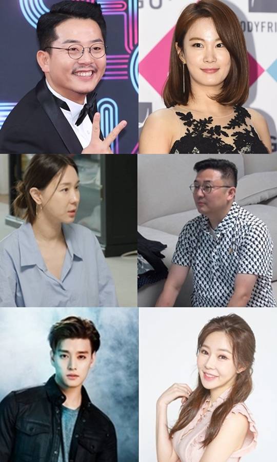 방송가의 과도한 콘셉트를 다룬 이번주 연예날씨는 '천둥'이다. 사진은 왼쪽 위부터 시계방향대로 김준호, 김지민, 문재완, 지연수, 일라이, 이지혜. /사진=뉴스1, SBS, NH EMG, 에스드림엔터테인먼트 제공