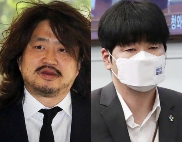 방송인 김어준씨(왼쪽), 탁현민 청와대 의전비서관. 연합뉴스