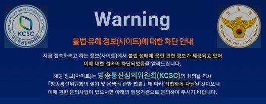 2019년 2월 이래 주요 성인물 웹사이트를 접속하면 이와 같은 안내문이 나왔다.