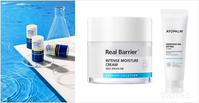 사진 : 센텔리안24 – 마데카 더마 쉴드 쿨링 선스틱, 리얼베리어(Real Barrier®) – 인텐스 모이스처 크림, 아토팜(ATOPALM) – 수딩 젤 로션 (사진제공 : 각 브랜드)