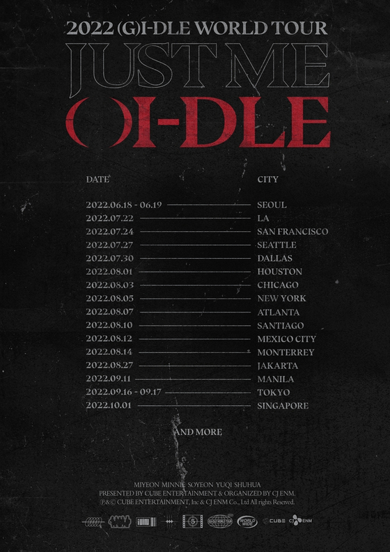 Poster for upcoming (G)I-DLE's first world tour which kicks off in Seoul next month [CUBE ENTERTAINMENT]