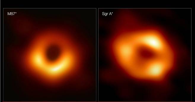 M87 은하와 우리은하 중심부에 자리잡은 초대질량블랙홀 실제 이미지[EHT]