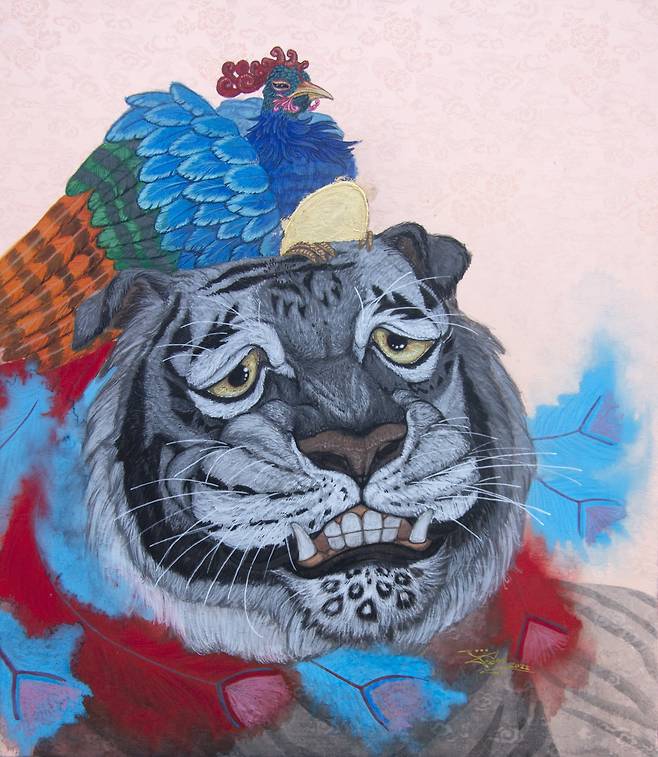 ▲ 위대한 탄생 5, 45.0cm * 54.0cm 실크양단위에 수간채색, 금박기법(금-순도 99.9%), 2022