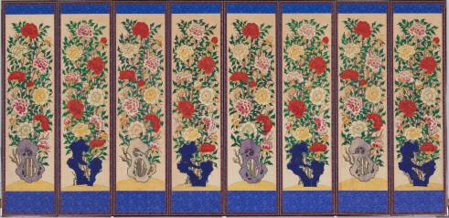 ‘모란도 병풍’(사진=국립춘천박물관).