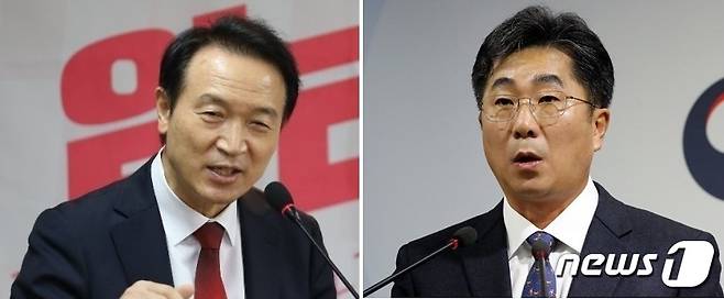 경기도교육감 선거에 출마한 중도보수 임태희 후보(왼쪽)와 진보진영 성기선 후보.  © 뉴스1