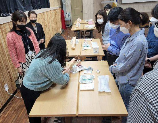 지난 13일 광주 남부소방서 119구급대원들이 핵심역량 강화교육을 받고 있다. 사진=광주 남부소방서 제공.