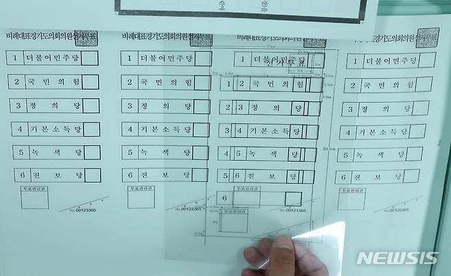 [수원=뉴시스] 김종택기자 = 16일 오후 경기도 수원시의 한 출력인쇄업체 관계자가 제8회 전국동시지방선거 비례대표 경기도의회의원 투표용지를 검수하고 있다. 2022.05.16. jtk@newsis.com