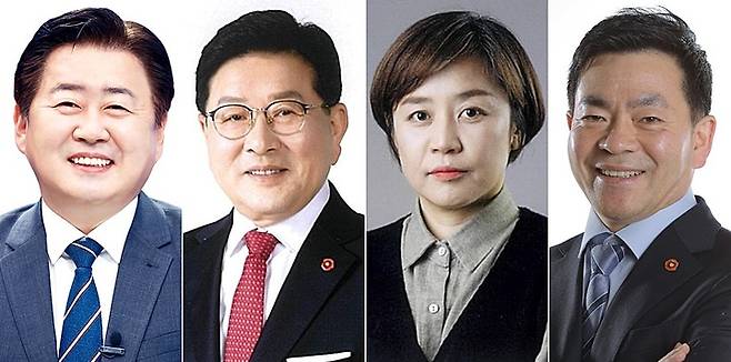 [제주=뉴시스] 6·1 전국동시지방선거 제주지사 후보. 왼쪽부터 오영훈 전 국회의원, 허향진 전 제주대 총장, 부순정 제주녹생당 공동운영위원장, 박찬식 시민정치연대 제주가치 공동대표. *재판매 및 DB 금지